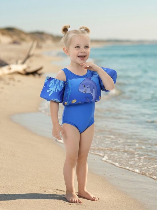 Other - Blue Shark Kids Swim Vest Floaties - New -  Arm Bands 20-50 lbs Water Safety